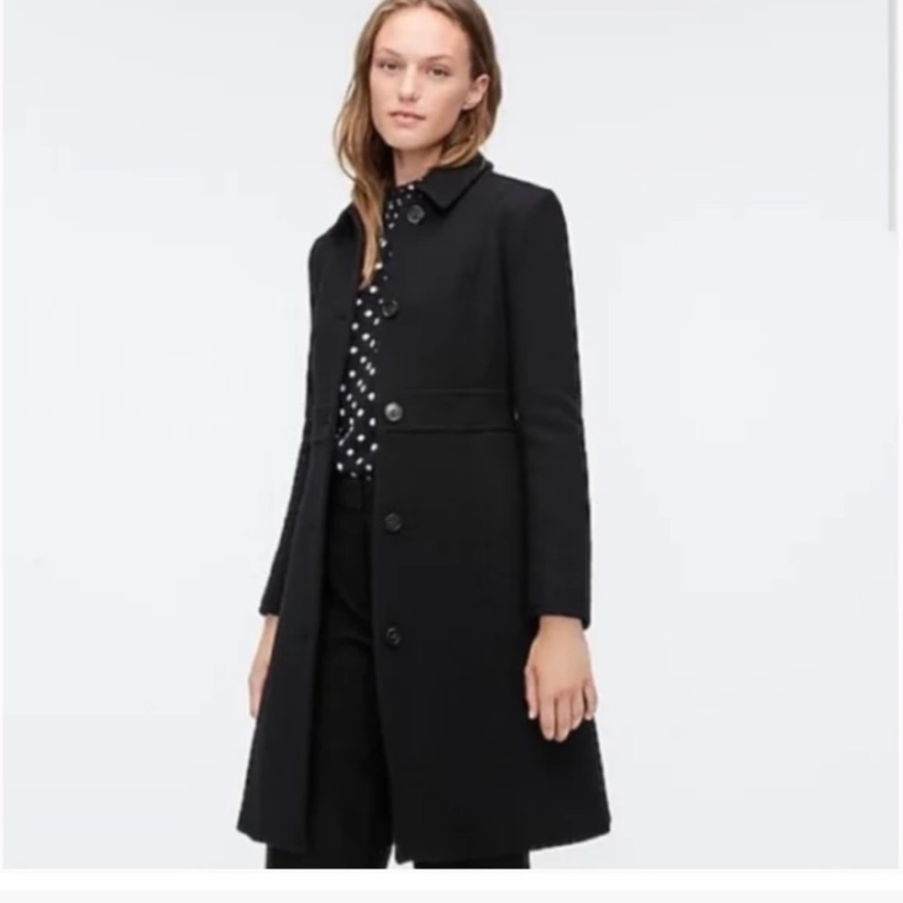 J Crew Black Peacoat Double Cloth Wool Lady Coat W/Thinsulate Size XS